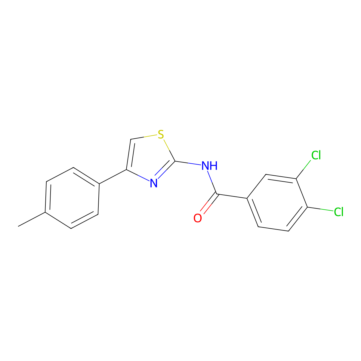 3,4-dichloro-N-[4-(4-methylphenyl)-1,3-thiazol-2-yl]benzamide molecular structure, CAS 352690-79-0