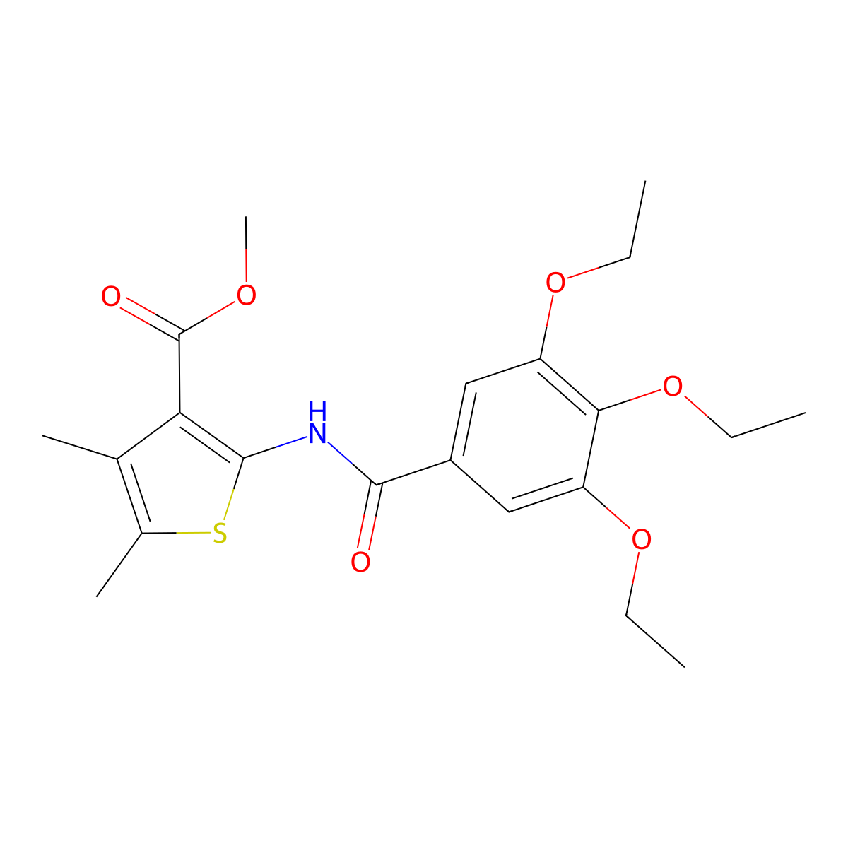 Methyl 4,5-dimethyl-2-[(3,4,5-triethoxybenzoyl)amino]thiophene-3-carboxylate molecular structure, CAS 352690-82-5