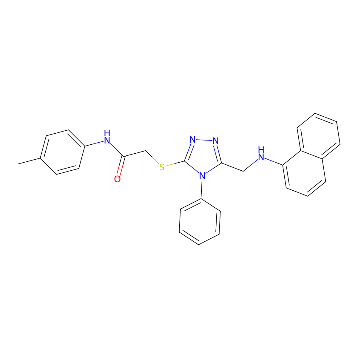 N-(4-methylphenyl)-2-[[5-[(naphthalen-1-ylamino)methyl]-4-phenyl-1,2,4-triazol-3-yl]sulfanyl]acetamide molecular structure, CAS 352690-90-5