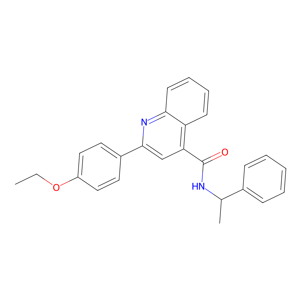 2-(4-ethoxyphenyl)-N-(1-phenylethyl)quinoline-4-carboxamide molecular structure, CAS 352690-99-4