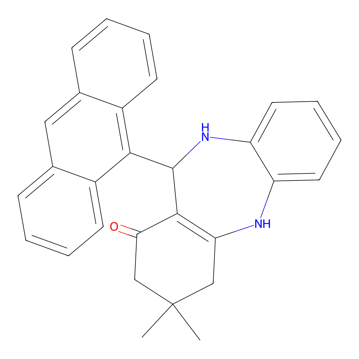 6-anthracen-9-yl-9,9-dimethyl-6,8,10,11-tetrahydro-5H-benzo[b][1,4]benzodiazepin-7-one molecular structure, CAS 352691-00-0