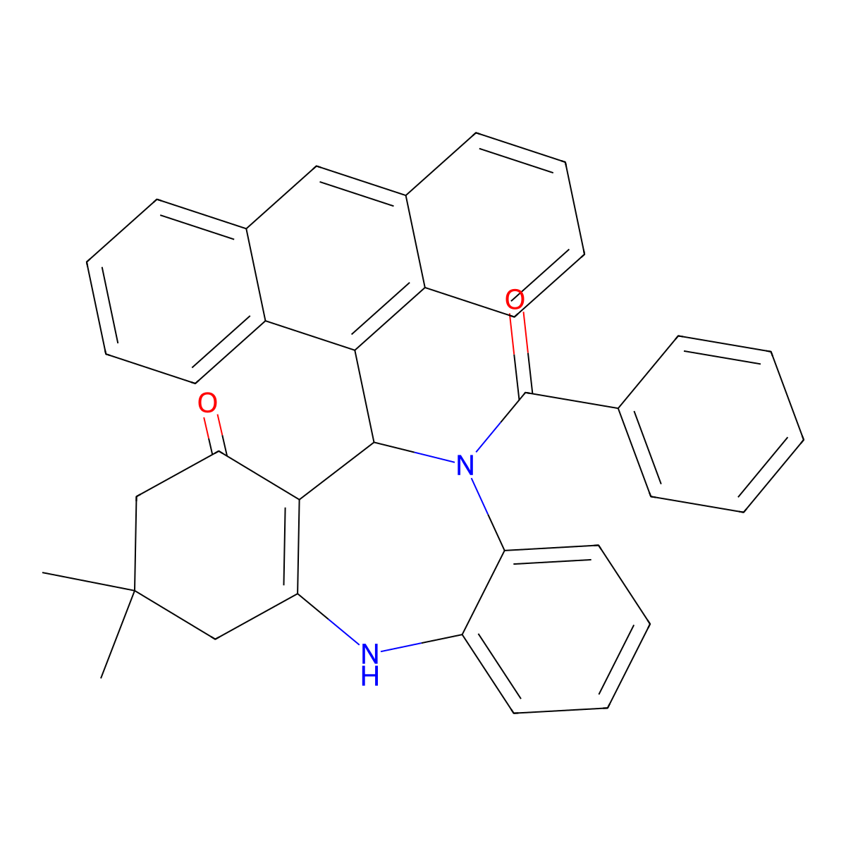 11-(9-anthryl)-10-benzoyl-3,3-dimethyl-2,3,4,5,10,11-hexahydro-1H-dibenzo[b,e][1,4]diazepin-1-one molecular structure, CAS 352691-03-3