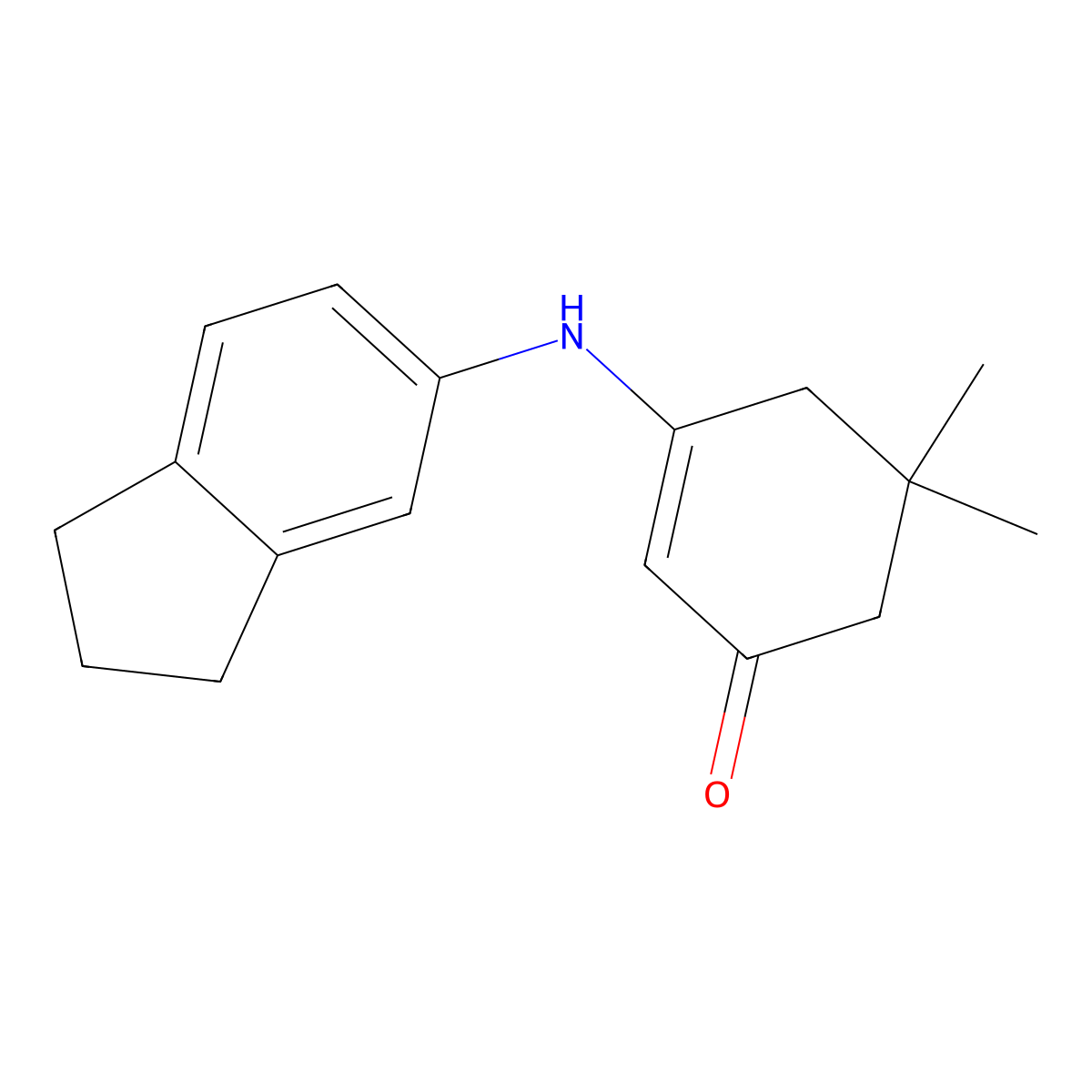 3-(2,3-dihydro-1H-inden-5-ylamino)-5,5-dimethylcyclohex-2-en-1-one molecular structure, CAS 352691-10-2
