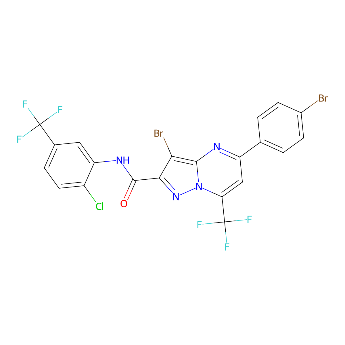 3-bromo-5-(4-bromophenyl)-N-[2-chloro-5-(trifluoromethyl)phenyl]-7-(trifluoromethyl)pyrazolo[1,5-a]pyrimidine-2-carboxamide molecular structure, CAS 352691-38-4