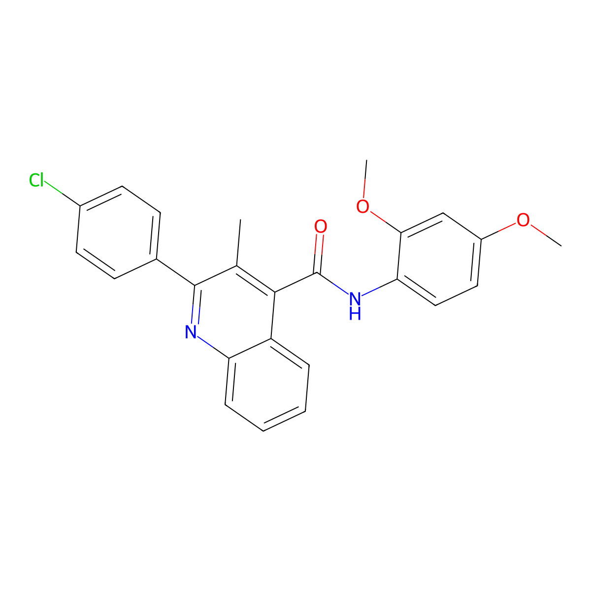 2-(4-chlorophenyl)-N-(2,4-dimethoxyphenyl)-3-methylquinoline-4-carboxamide molecular structure, CAS 352691-49-7