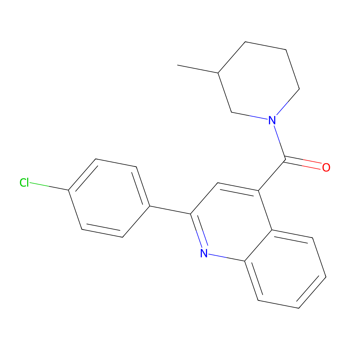 [2-(4-Chlorophenyl)quinolin-4-yl]-(3-methylpiperidin-1-yl)methanone molecular structure, CAS 352691-66-8