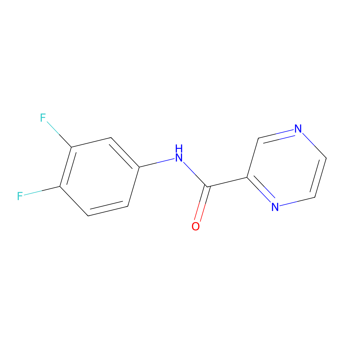 N-(3,4-difluorophenyl)pyrazine-2-carboxamide molecular structure, CAS 352691-68-0