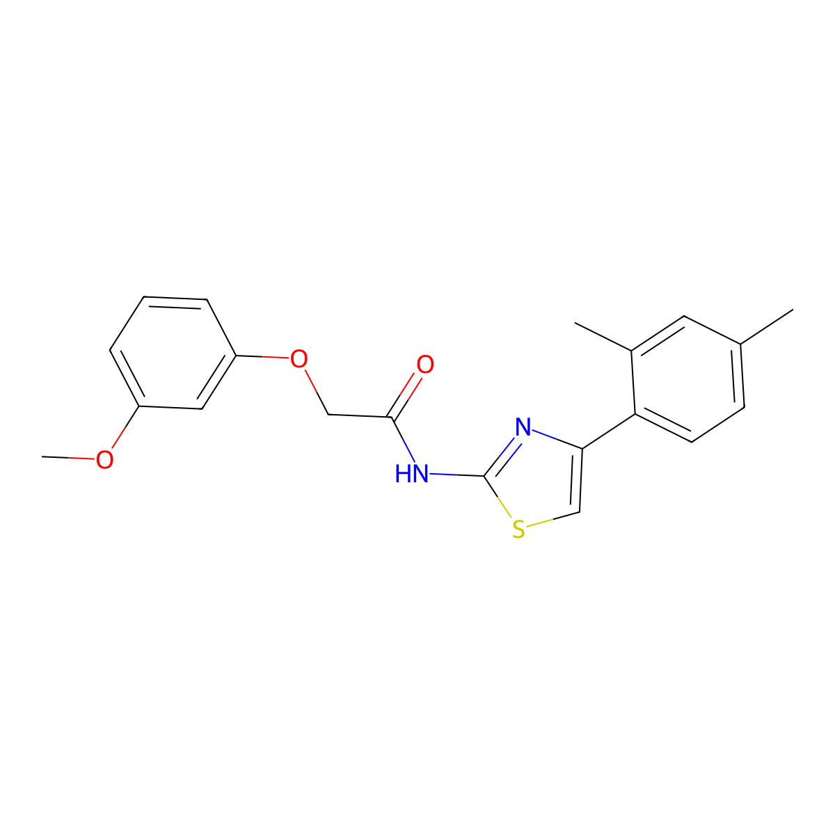N-[4-(2,4-dimethylphenyl)-1,3-thiazol-2-yl]-2-(3-methoxyphenoxy)acetamide molecular structure, CAS 352691-74-8