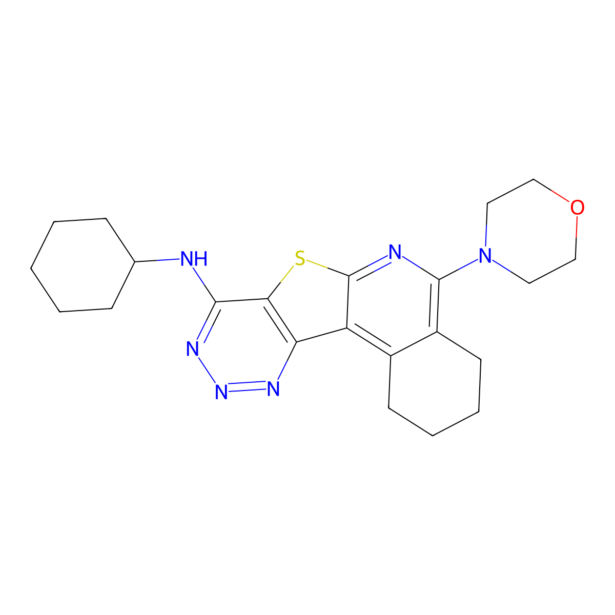 N-cyclohexyl-5-morpholino-1,2,3,4-tetrahydro-[1,2,3]triazino[4',5':4,5]thieno[2,3-c]isoquinolin-8-amine molecular structure, CAS 352692-15-0