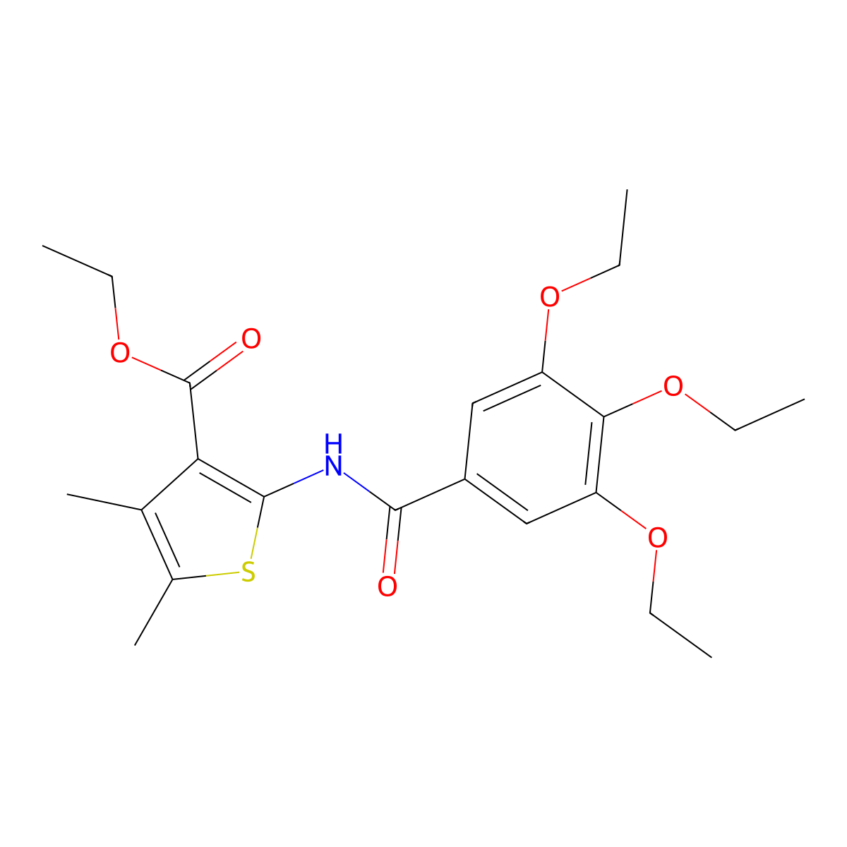 Ethyl 4,5-dimethyl-2-[(3,4,5-triethoxybenzoyl)amino]-3-thiophenecarboxylate molecular structure, CAS 352692-43-4