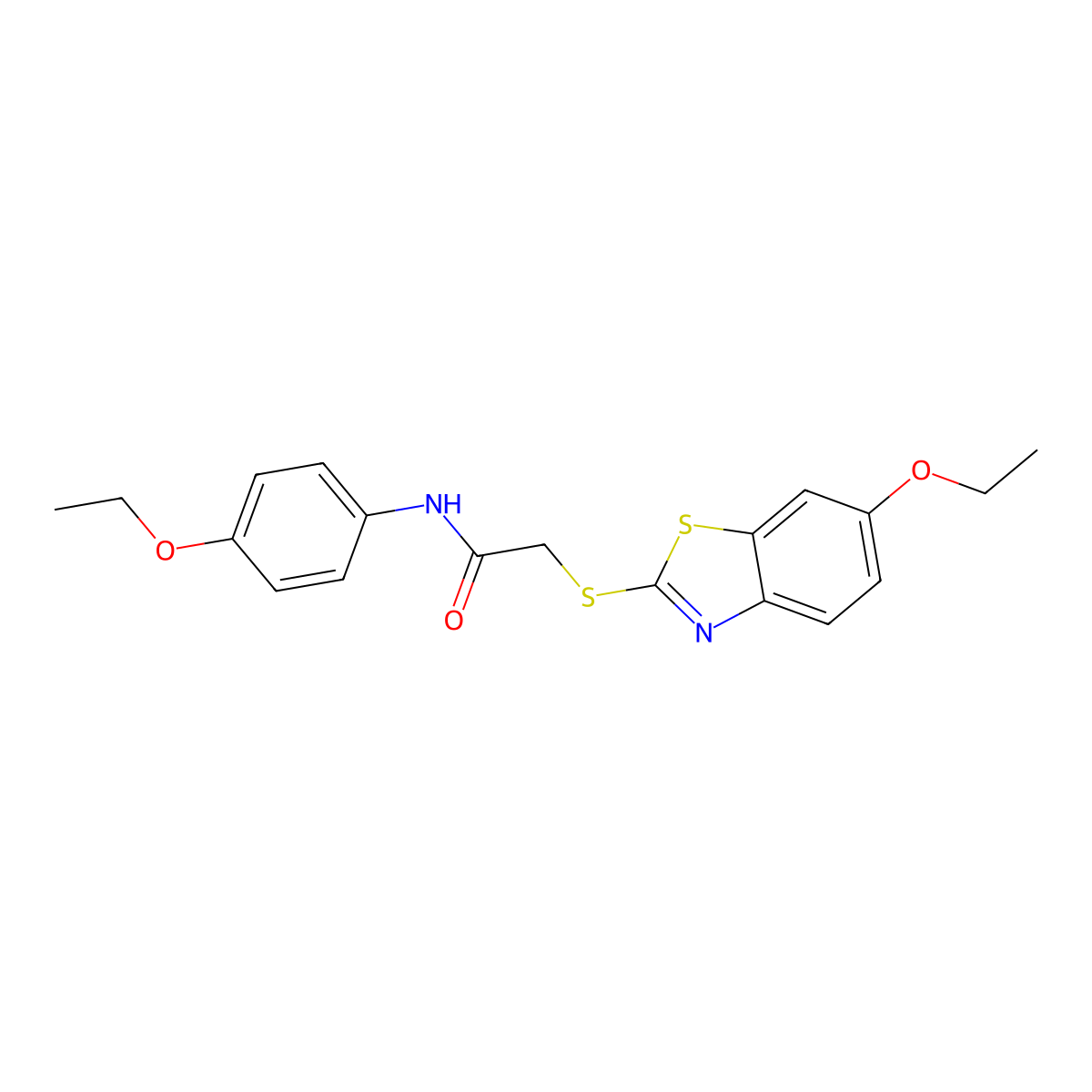 2-[(6-ethoxy-1,3-benzothiazol-2-yl)sulfanyl]-N-(4-ethoxyphenyl)acetamide molecular structure, CAS 352692-65-0
