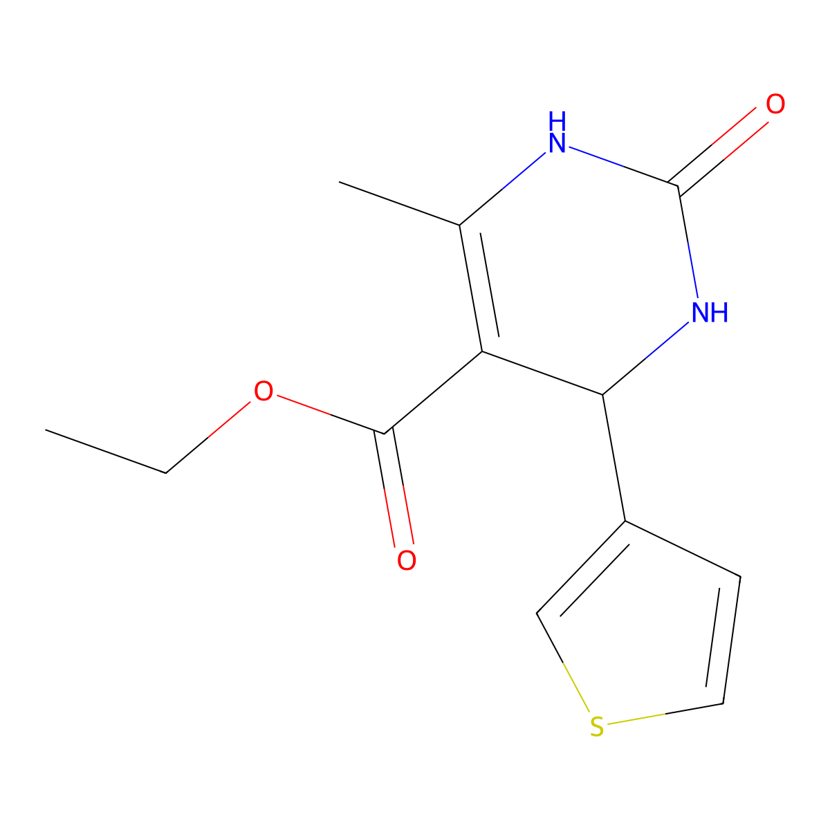 Ethyl 6-methyl-2-oxo-4-(thiophen-3-yl)-1,2,3,4-tetrahydropyrimidine-5-carboxylate molecular structure, CAS 352692-70-7