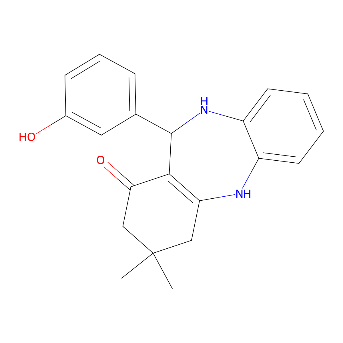 6-(3-hydroxyphenyl)-9,9-dimethyl-6,8,10,11-tetrahydro-5H-benzo[b][1,4]benzodiazepin-7-one molecular structure, CAS 352692-92-3