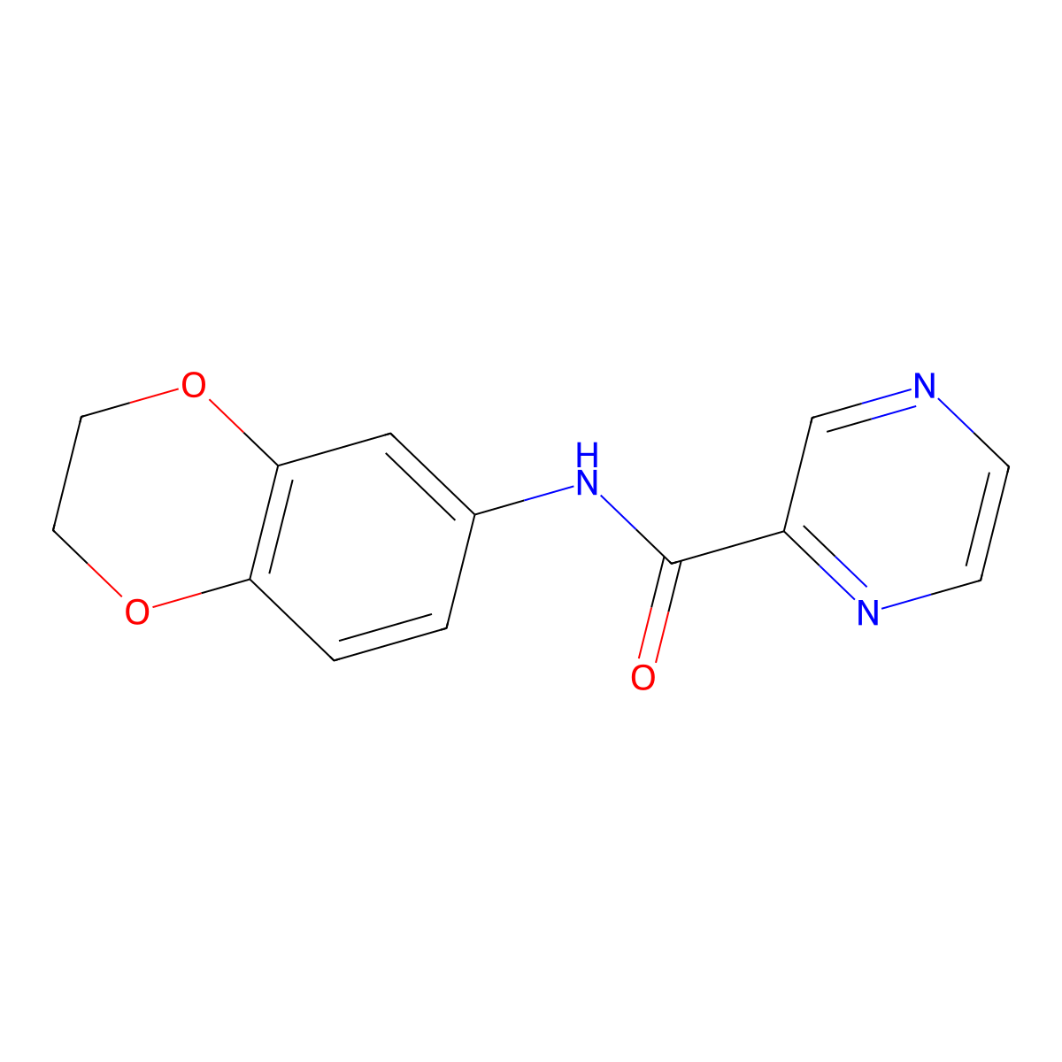 N-(2,3-dihydro-1,4-benzodioxin-6-yl)pyrazine-2-carboxamide molecular structure, CAS 352693-54-0