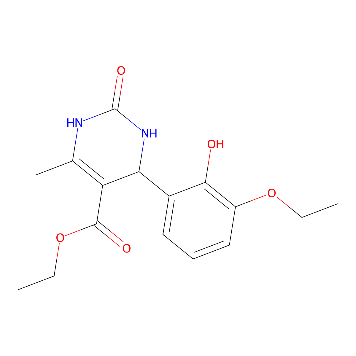 Ethyl 4-(3-ethoxy-2-hydroxyphenyl)-6-methyl-2-oxo-1,2,3,4-tetrahydro-5-pyrimidinecarboxylate molecular structure, CAS 352693-73-3