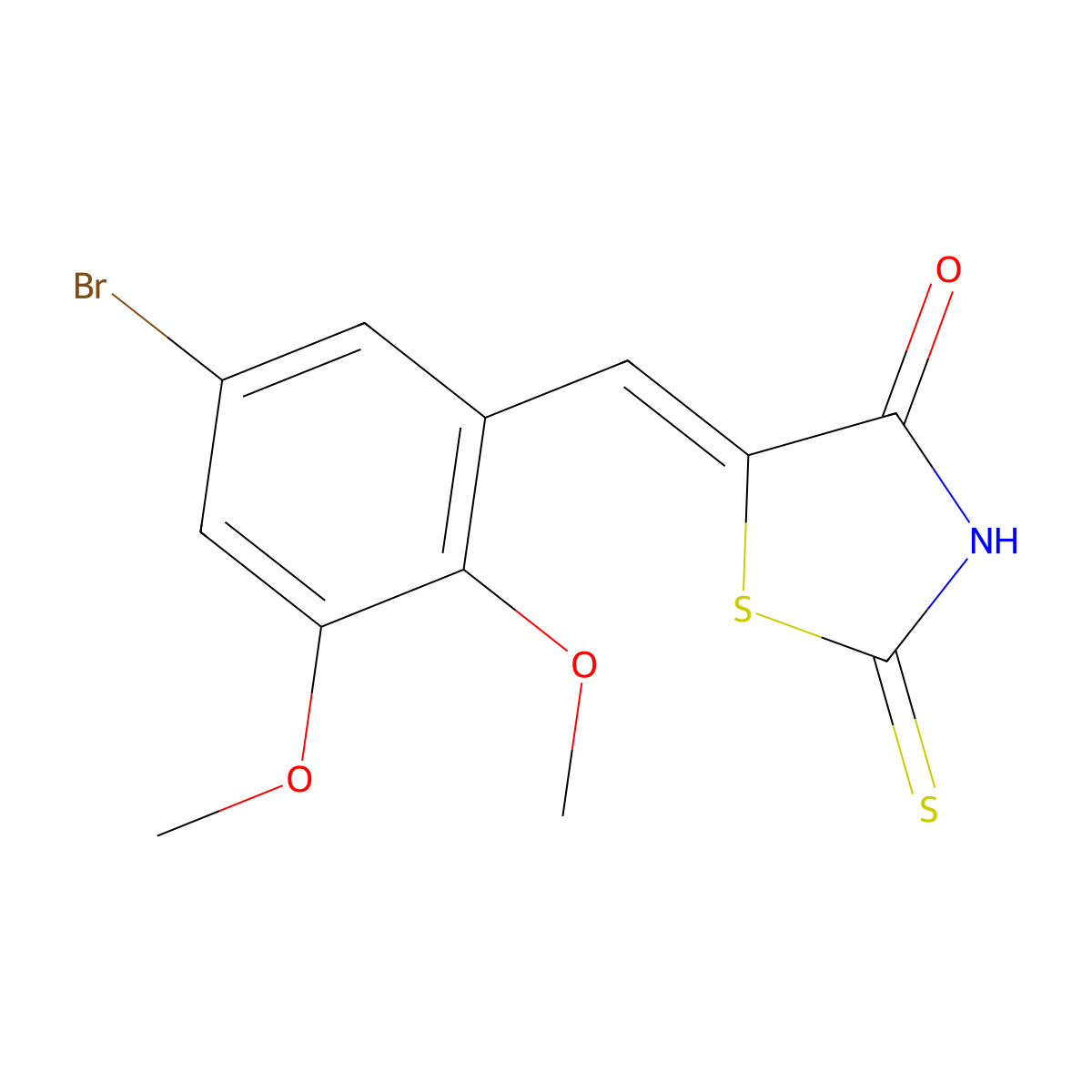 (5Z)-5-(5-bromo-2,3-dimethoxybenzylidene)-2-thioxo-1,3-thiazolidin-4-one molecular structure, CAS 352694-18-9