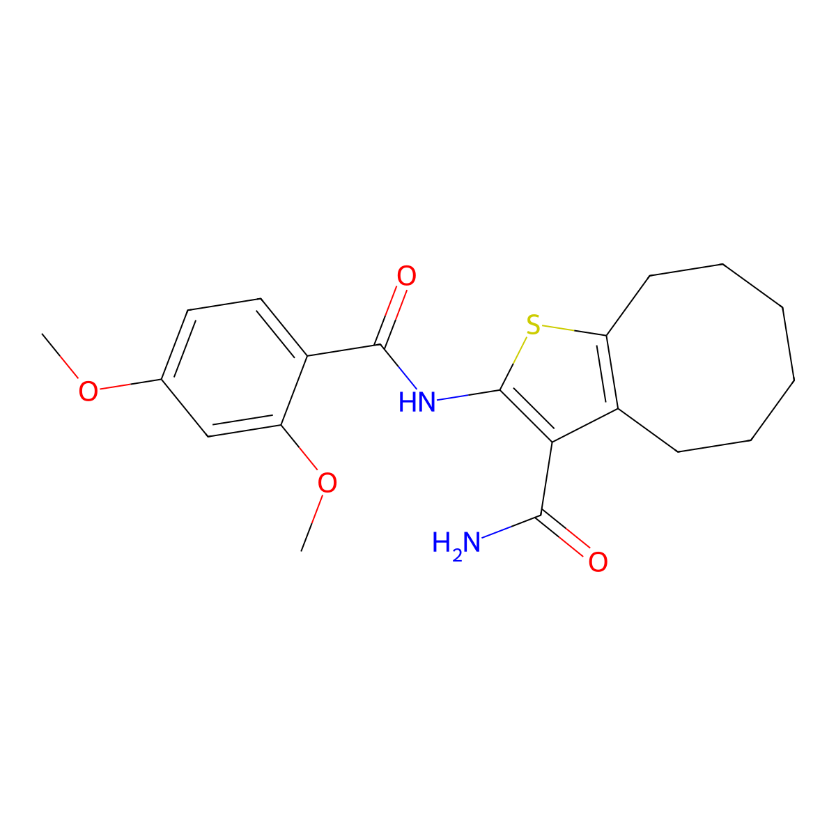 2-[(2,4-Dimethoxybenzoyl)amino]-4,5,6,7,8,9-hexahydrocycloocta[b]thiophene-3-carboxamide molecular structure, CAS 352699-98-0