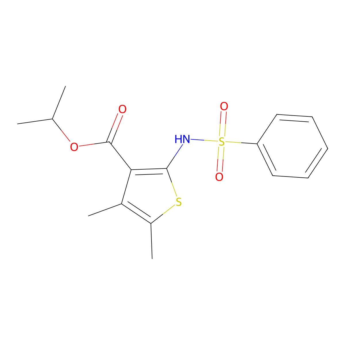 Propan-2-yl 2-(benzenesulfonamido)-4,5-dimethylthiophene-3-carboxylate molecular structure, CAS 352700-12-0