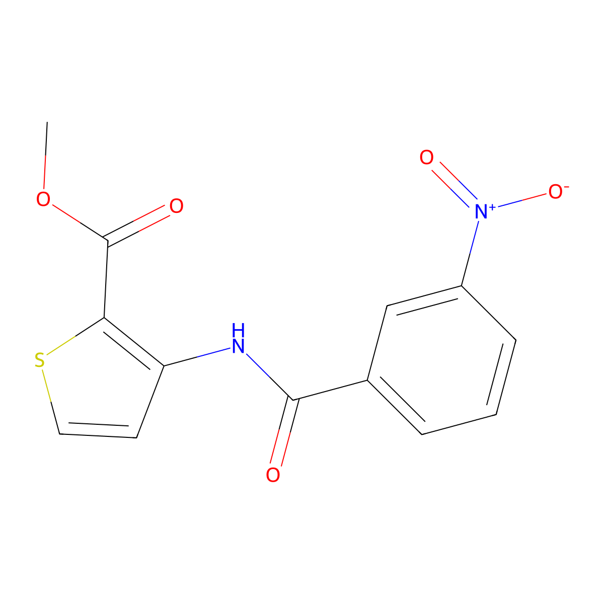Methyl 3-(3-nitrobenzamido)thiophene-2-carboxylate molecular structure, CAS 352700-30-2