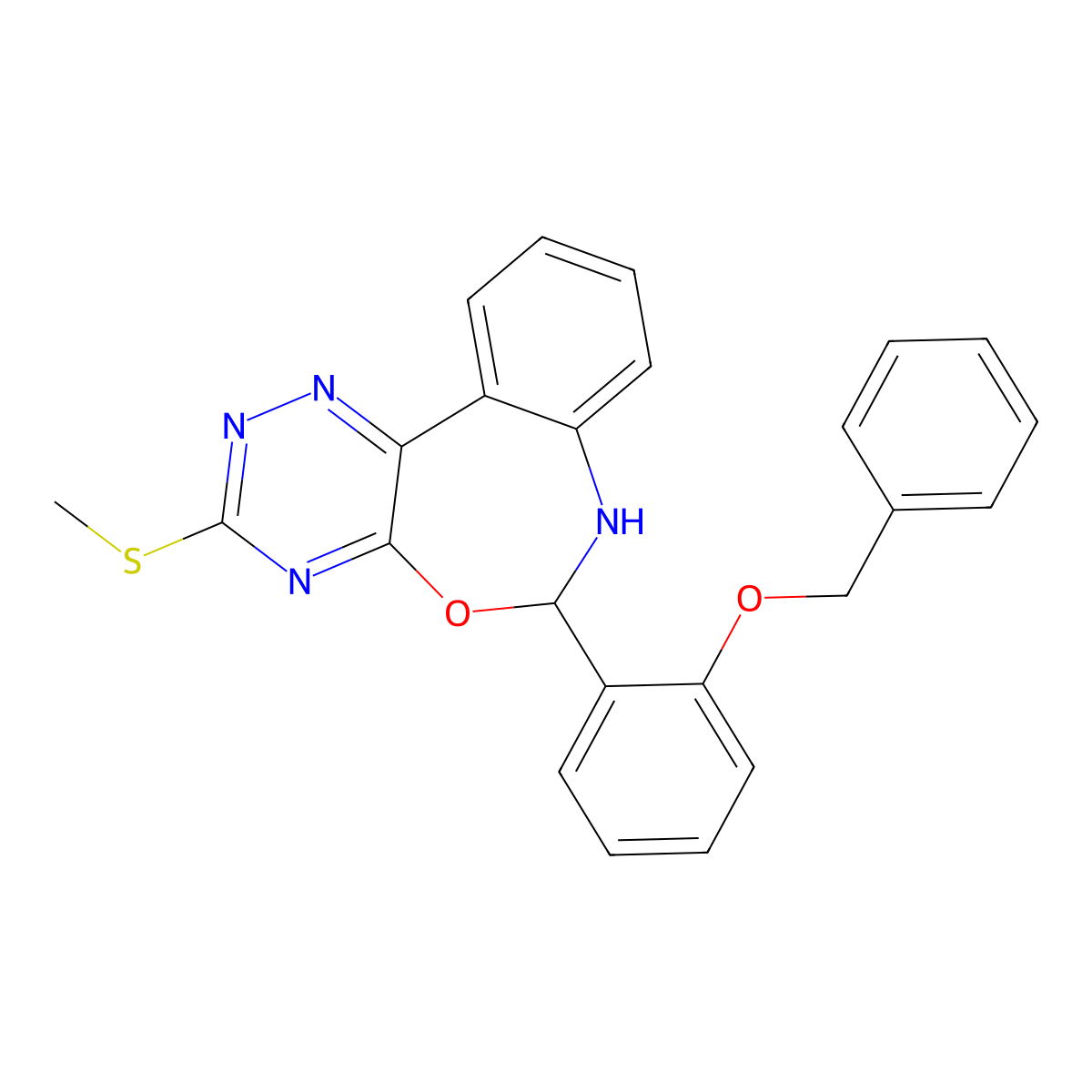 6-[2-(Benzyloxy)phenyl]-3-(methylsulfanyl)-6,7-dihydro[1,2,4]triazino[5,6-d][3,1]benzoxazepine molecular structure, CAS 352700-38-0