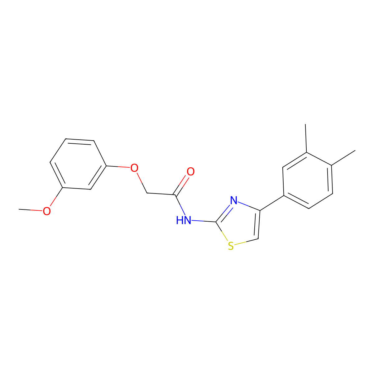 N-[4-(3,4-dimethylphenyl)-1,3-thiazol-2-yl]-2-(3-methoxyphenoxy)acetamide molecular structure, CAS 352700-81-3