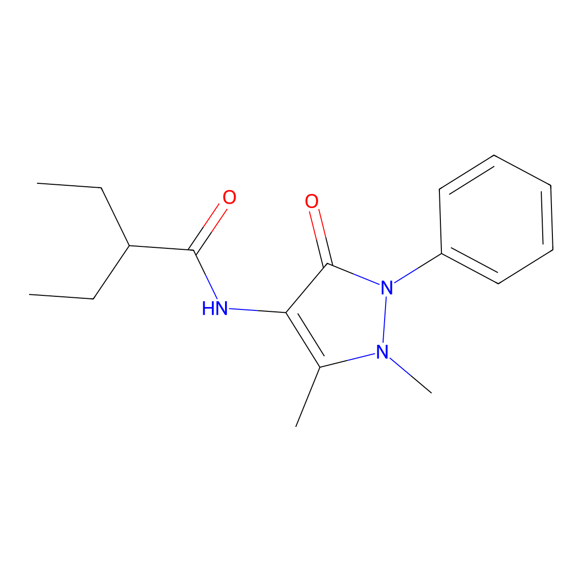 N-(1,5-dimethyl-3-oxo-2-phenyl-2,3-dihydro-1H-pyrazol-4-yl)-2-ethylbutanamide molecular structure, CAS 352700-83-5