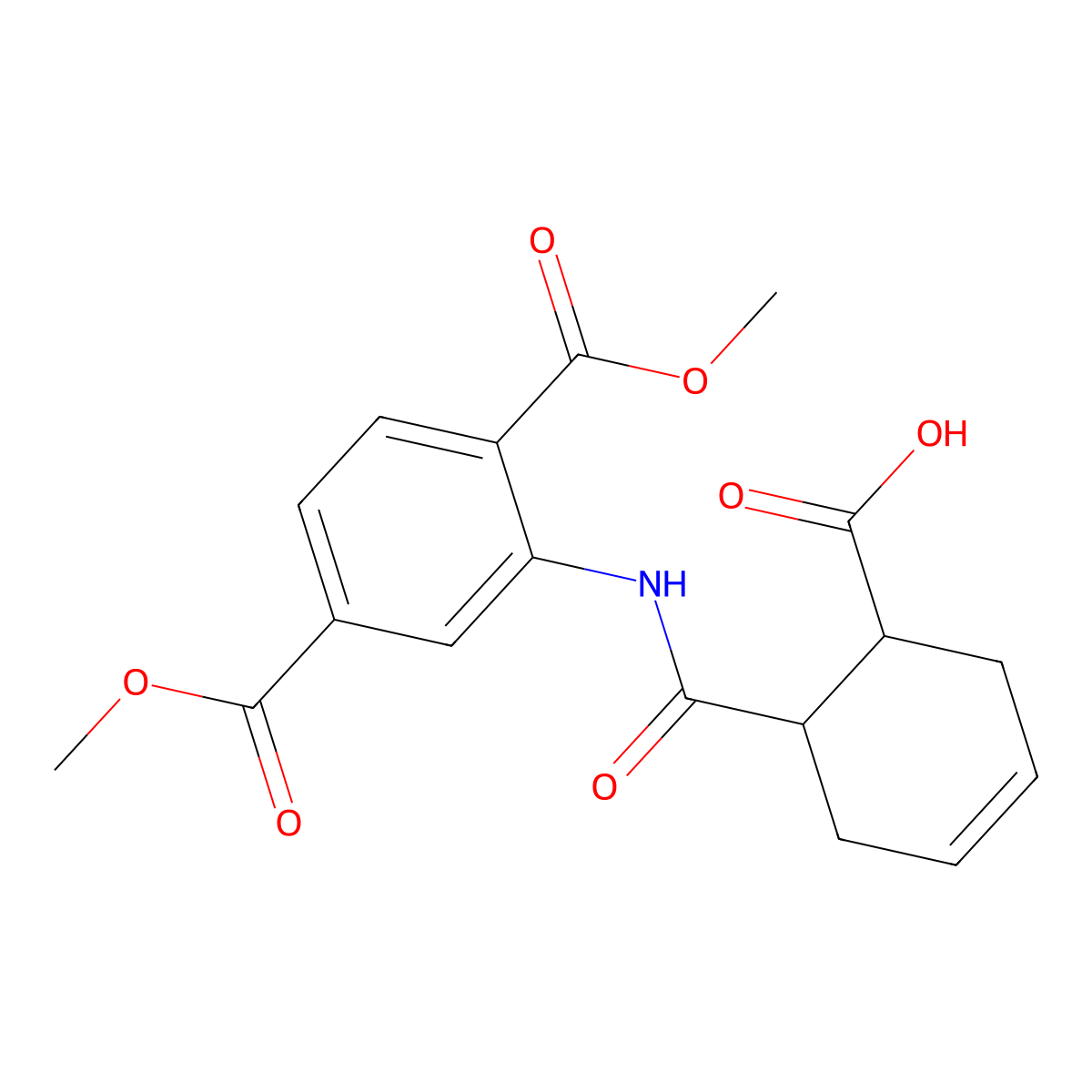 1,4-Benzenedicarboxylic acid, 2-[[(6-carboxy-3-cyclohexen-1-yl)carbonyl]amino]-, 1,4-dimethyl ester molecular structure, CAS 352701-13-4