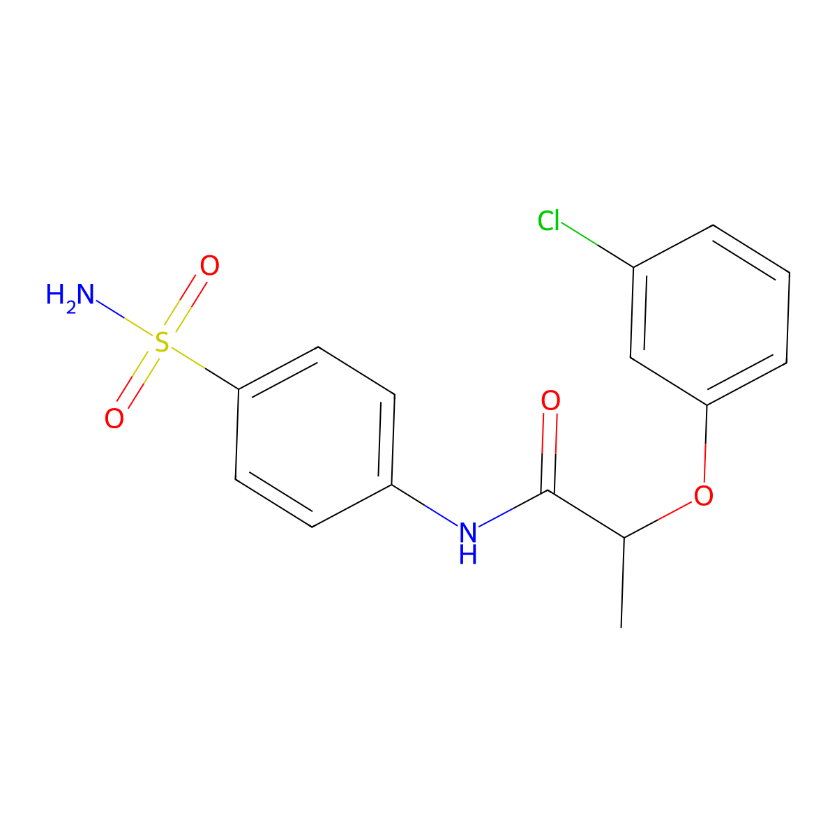 2-(3-chlorophenoxy)-N-(4-sulfamoylphenyl)propanamide molecular structure, CAS 352701-82-7