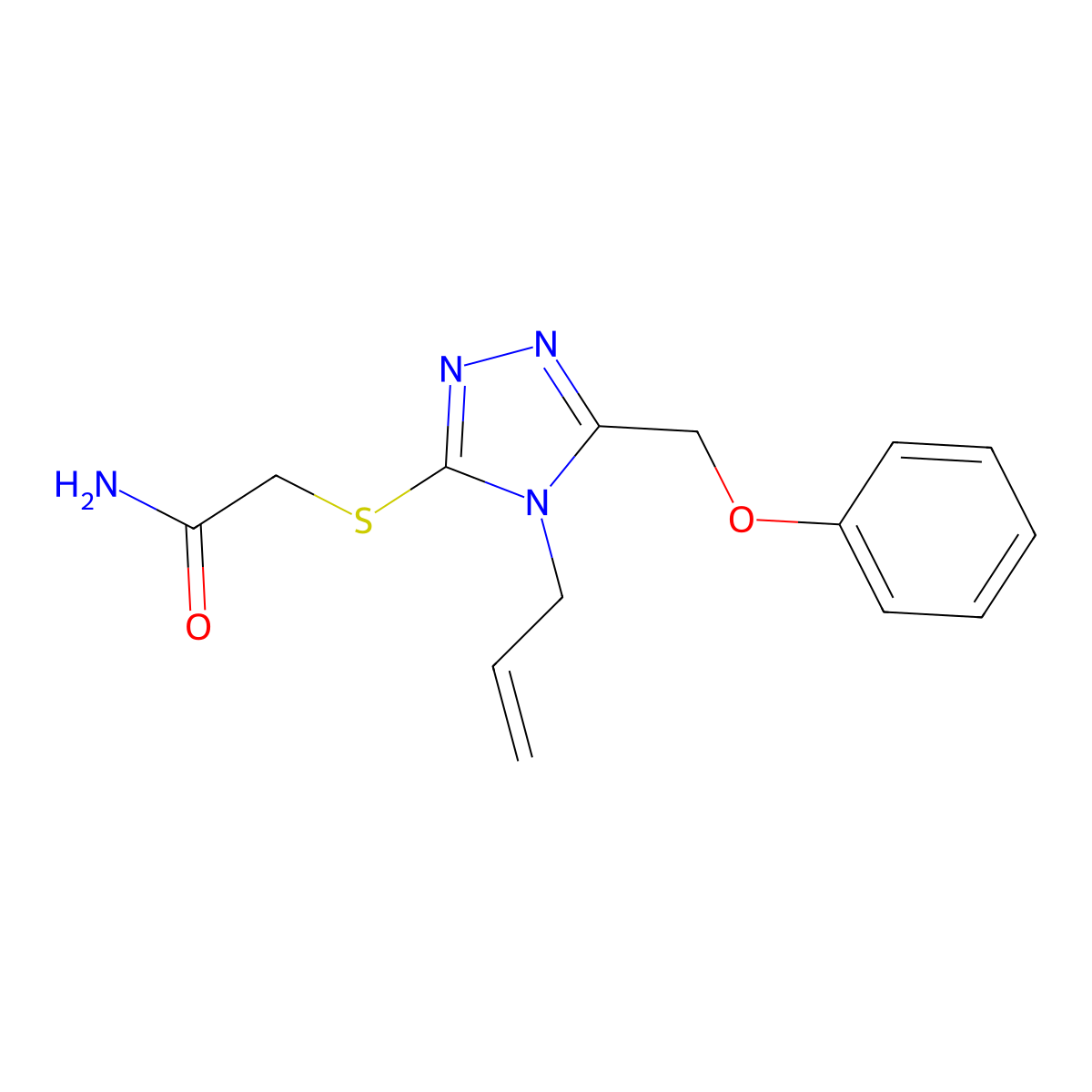2-[[5-(Phenoxymethyl)-4-prop-2-enyl-1,2,4-triazol-3-yl]sulfanyl]acetamide molecular structure, CAS 352702-01-3