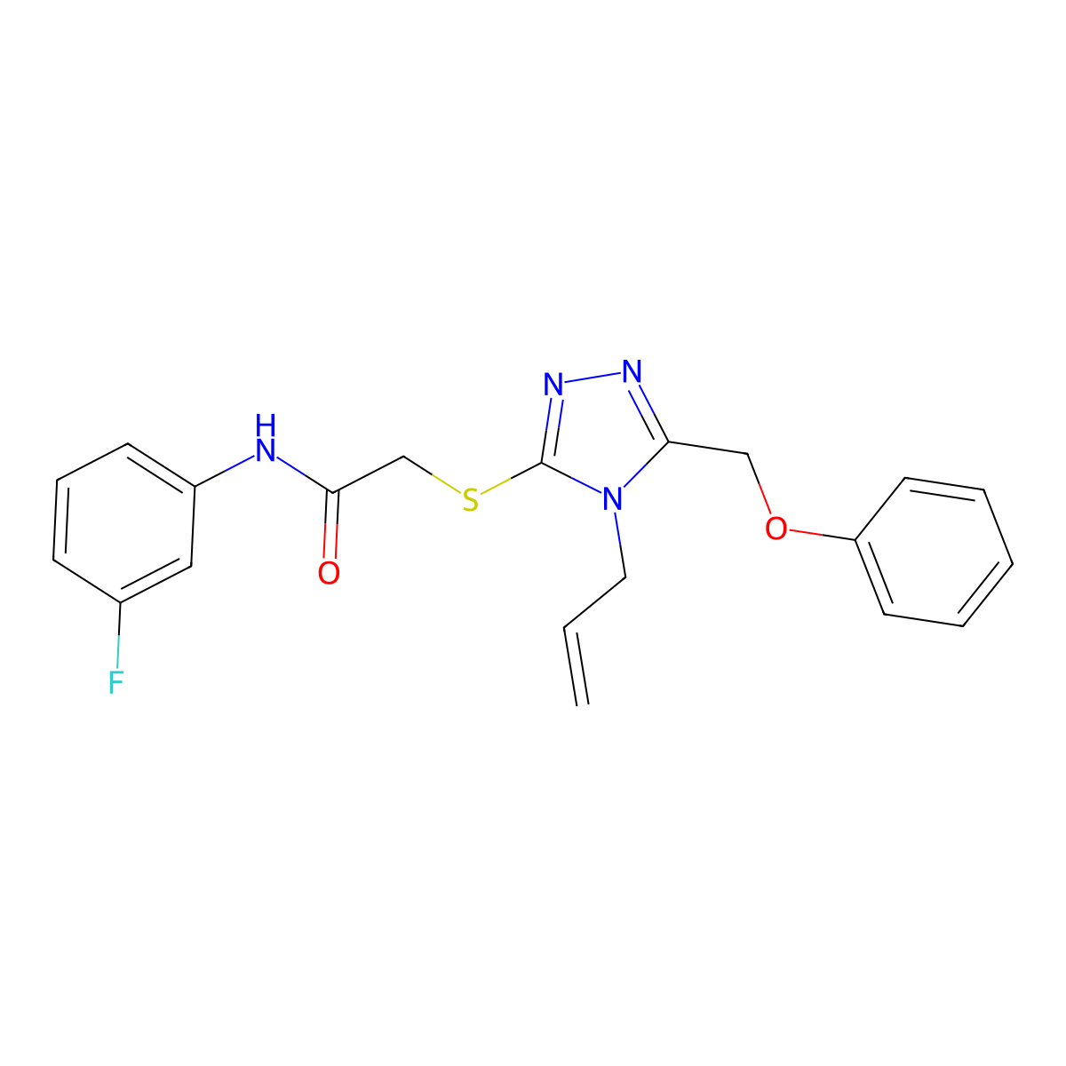 N-(3-fluorophenyl)-2-[[5-(phenoxymethyl)-4-prop-2-enyl-1,2,4-triazol-3-yl]sulfanyl]acetamide molecular structure, CAS 352702-11-5