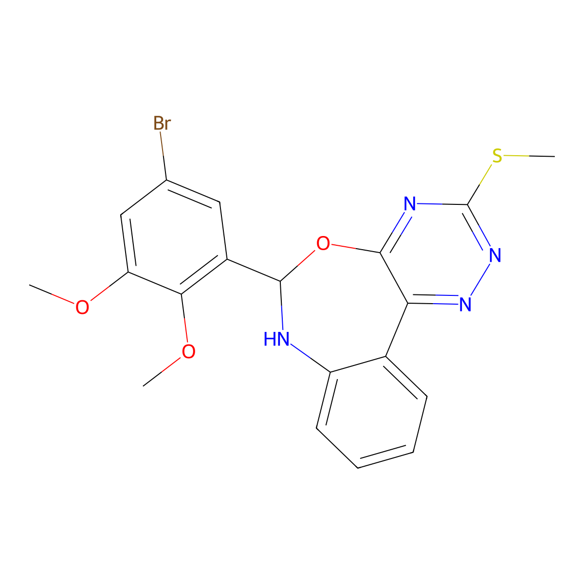 6-(5-Bromo-2,3-dimethoxyphenyl)-3-methylsulfanyl-6,7-dihydro-[1,2,4]triazino[5,6-d][3,1]benzoxazepine molecular structure, CAS 352702-31-9