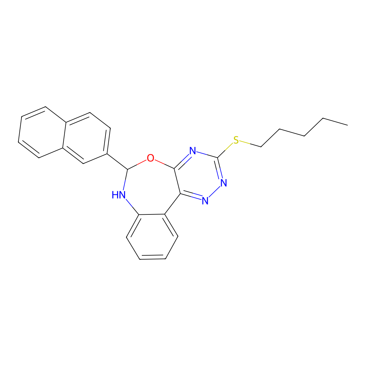 6-(2-Naphthyl)-3-(pentylsulfanyl)-6,7-dihydro[1,2,4]triazino[5,6-d][3,1]benzoxazepine molecular structure, CAS 352703-52-7