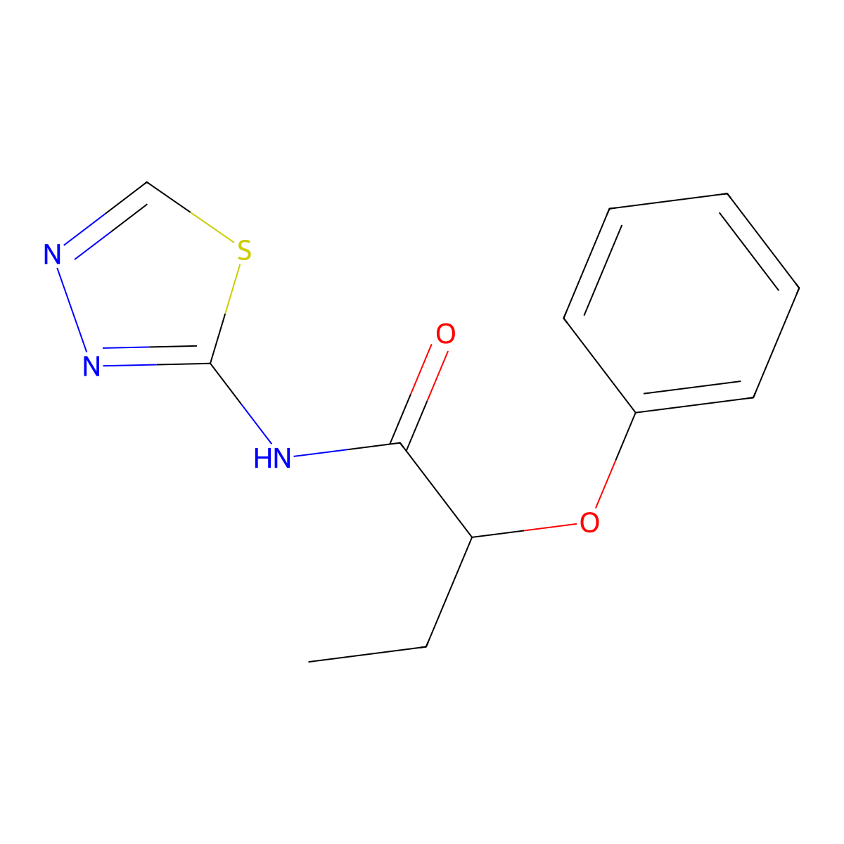 2-phenoxy-N-(1,3,4-thiadiazol-2-yl)butanamide molecular structure, CAS 352704-46-2