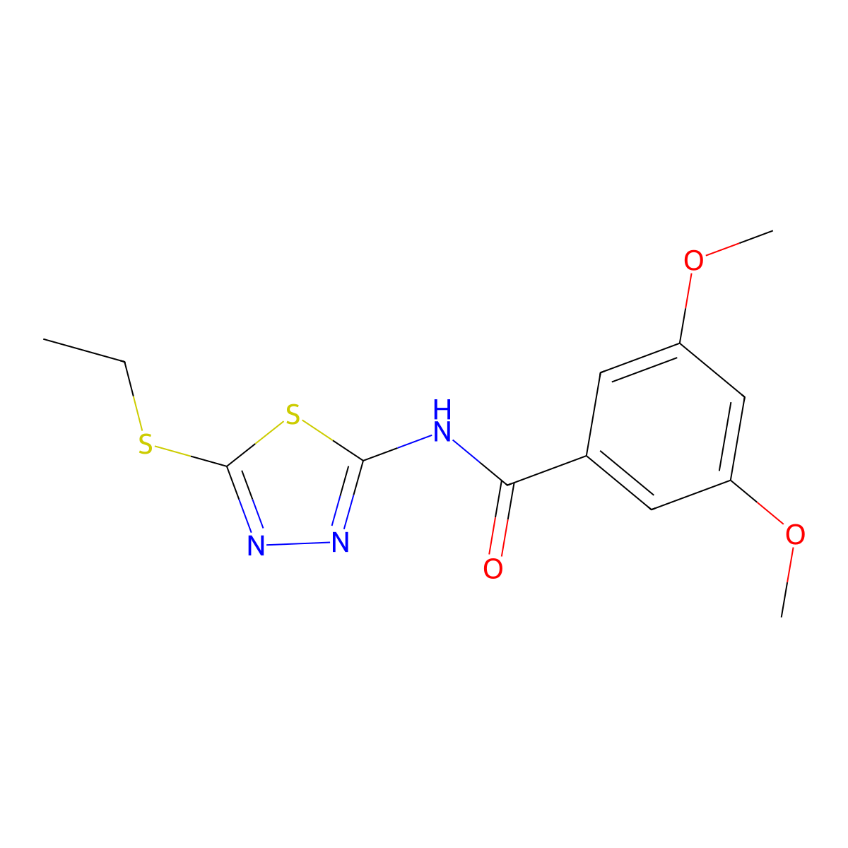 N-[5-(ethylsulfanyl)-1,3,4-thiadiazol-2-yl]-3,5-dimethoxybenzamide molecular structure, CAS 352704-71-3