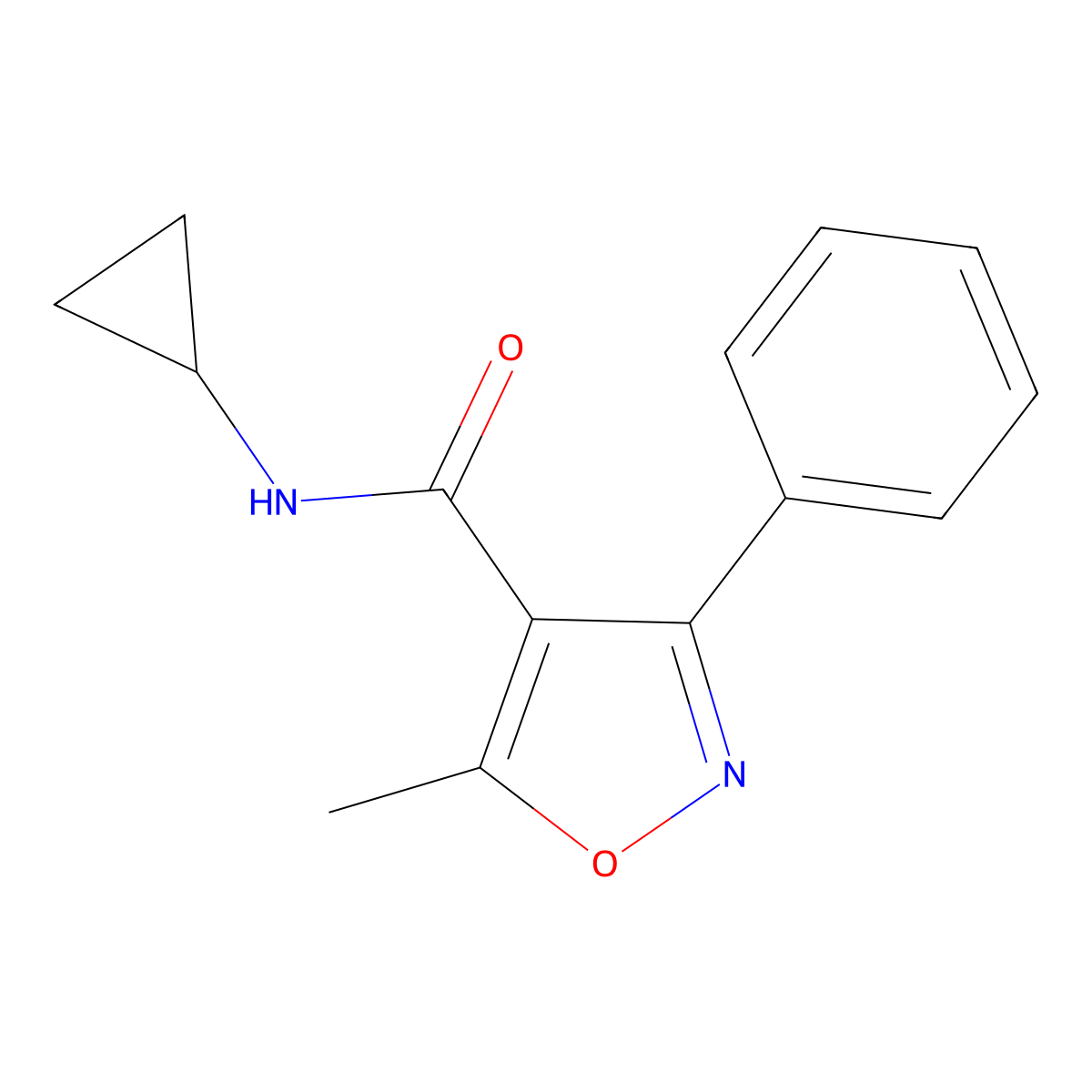N-cyclopropyl-5-methyl-3-phenyl-1,2-oxazole-4-carboxamide molecular structure, CAS 352705-11-4