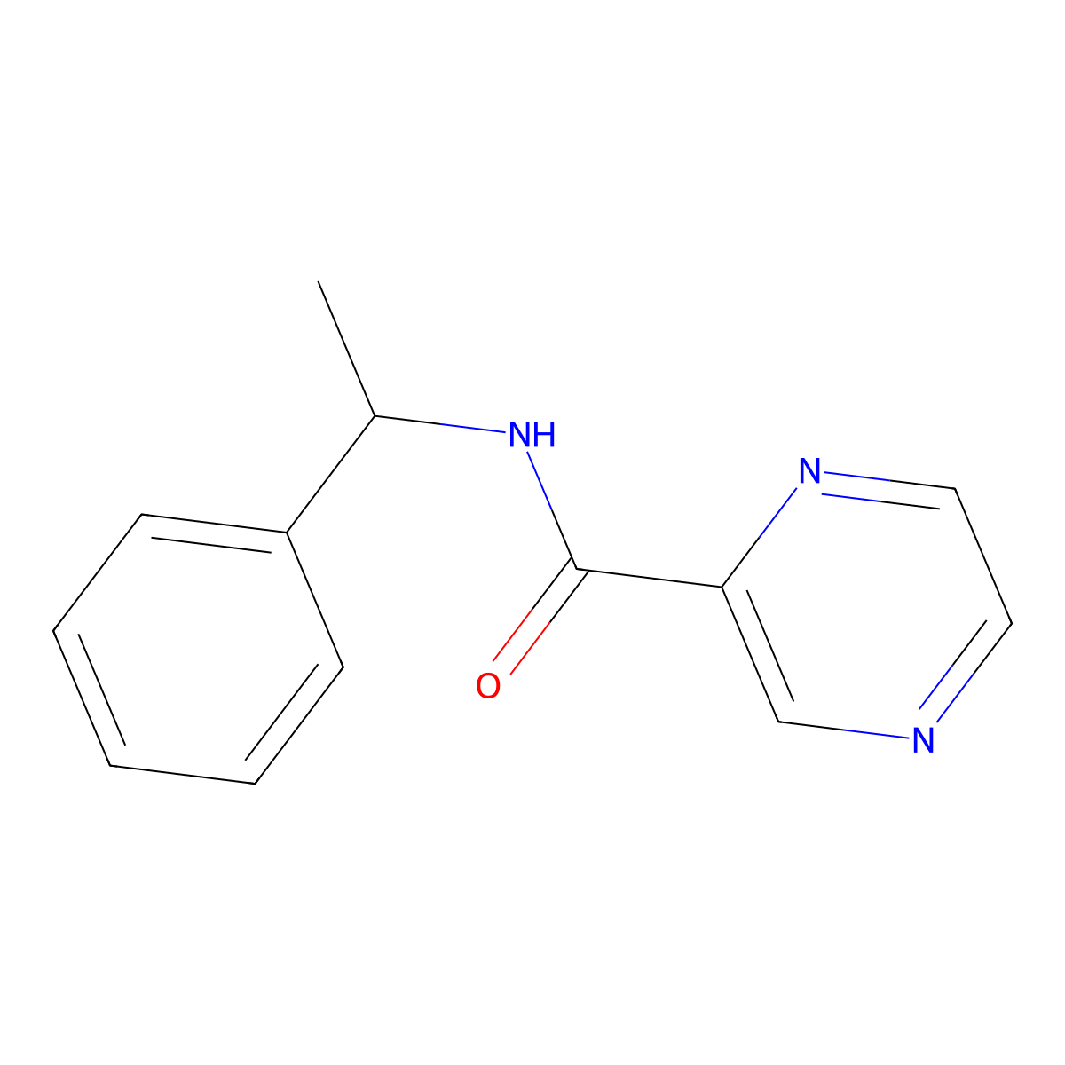 N-(1-phenylethyl)pyrazine-2-carboxamide molecular structure, CAS 352705-14-7