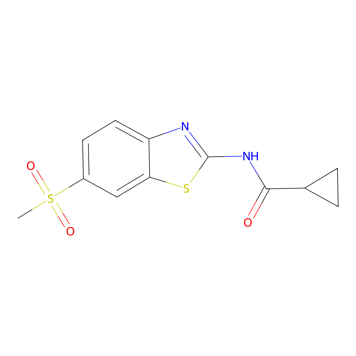 N-(6-(methylsulfonyl)benzo[d]thiazol-2-yl)cyclopropanecarboxamide molecular structure, CAS 352706-00-4