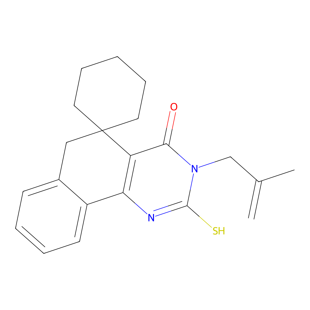3-(2-Methylprop-2-enyl)-2-sulfanylidenespiro[1,6-dihydrobenzo[h]quinazoline-5,1'-cyclohexane]-4-one molecular structure, CAS 352706-01-5