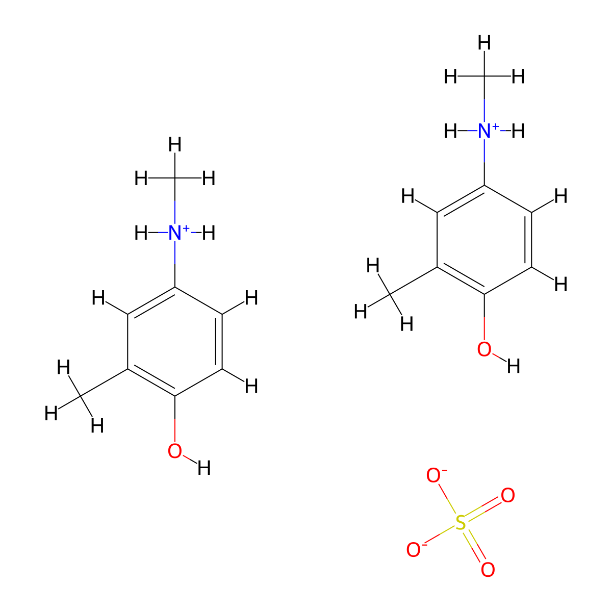 Phenol, 2-methyl-4-(methylamino)-, sulfate (2:1) molecular structure, CAS 35271-57-9