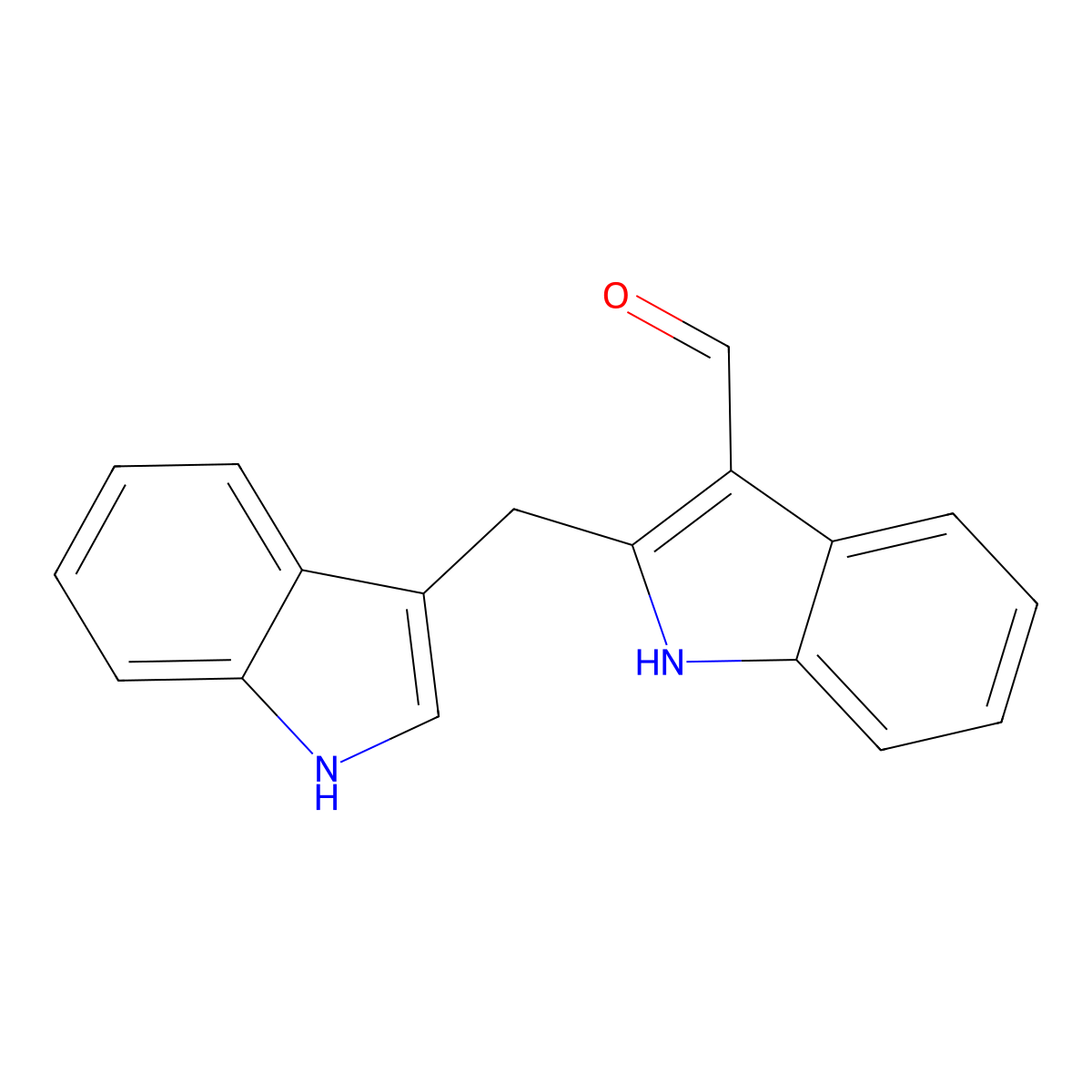2-((1H-indol-3-yl)methyl)-1H-indole-3-carbaldehyde molecular structure, CAS 352712-51-7