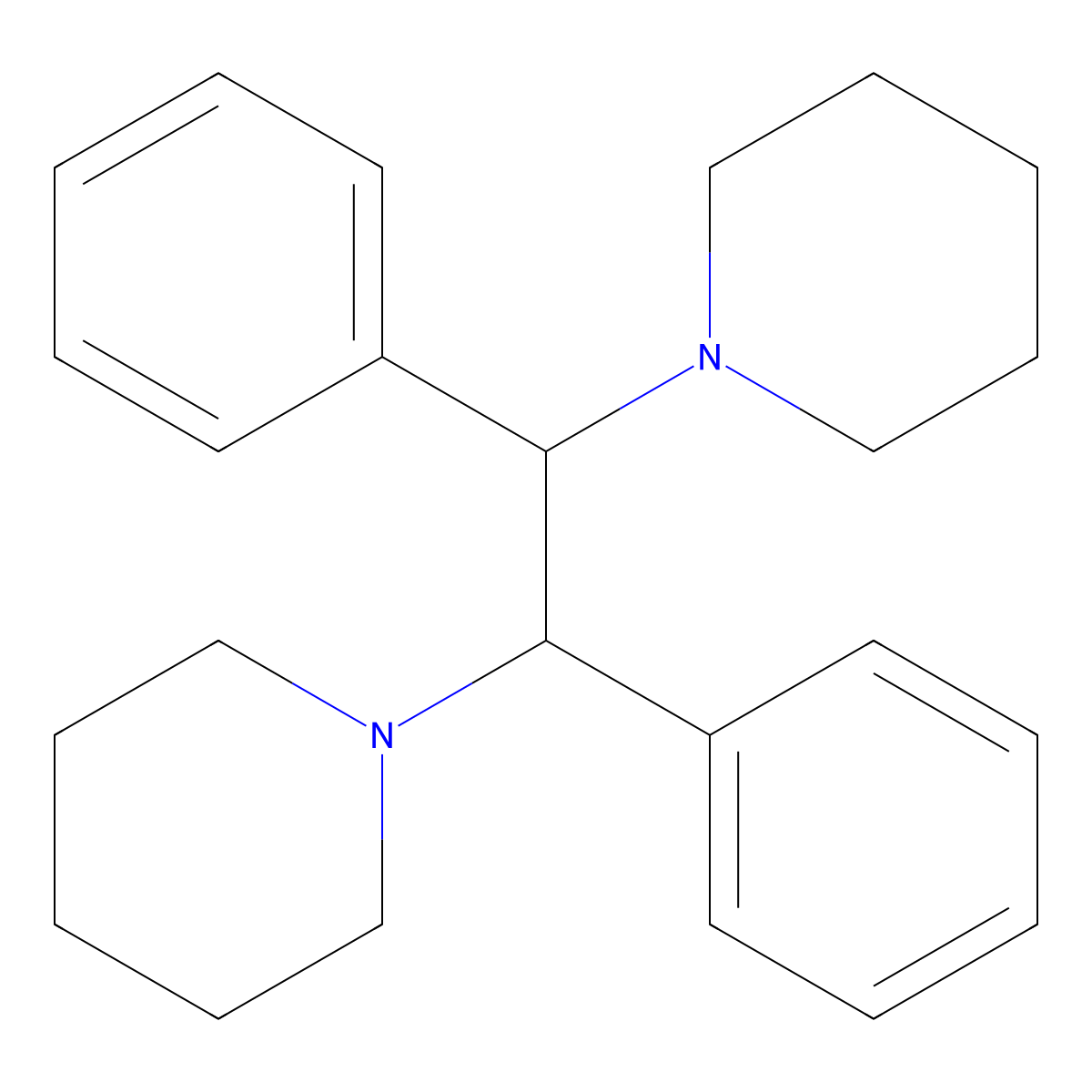 Ethane, 1,2-Diphenyl-1,2-di(1-piperidyl)- molecular structure, CAS 35278-85-4