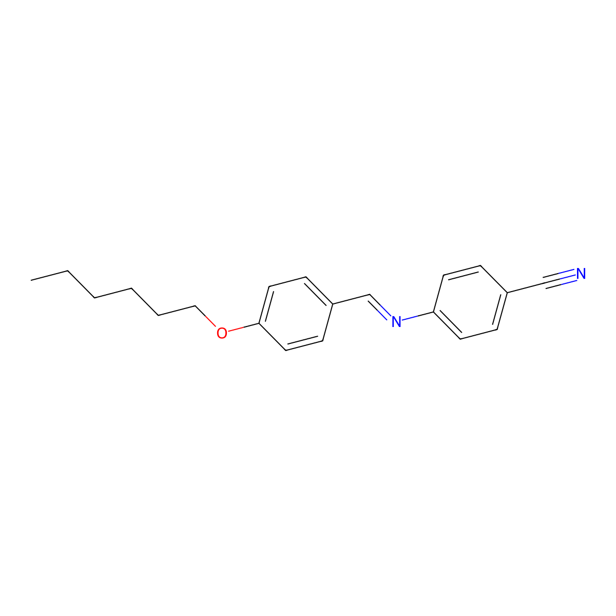 4-((4-(Hexyloxy)benzylidene)amino)benzonitrile molecular structure, CAS 35280-78-5