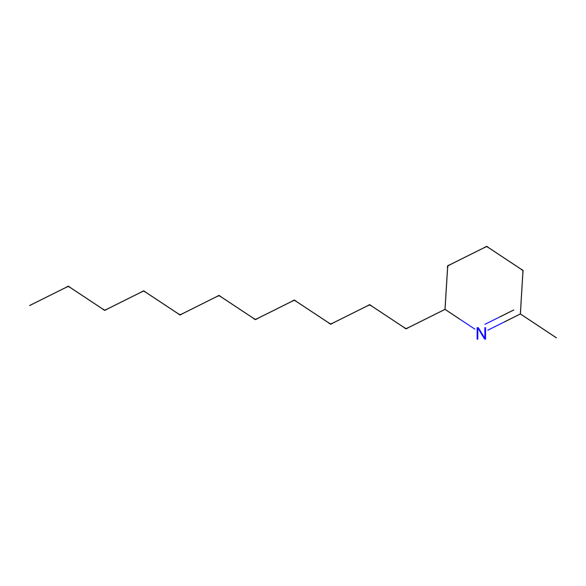 6-Methyl-2-undecyl-2,3,4,5-tetrahydropyridine molecular structure, CAS 35285-61-1