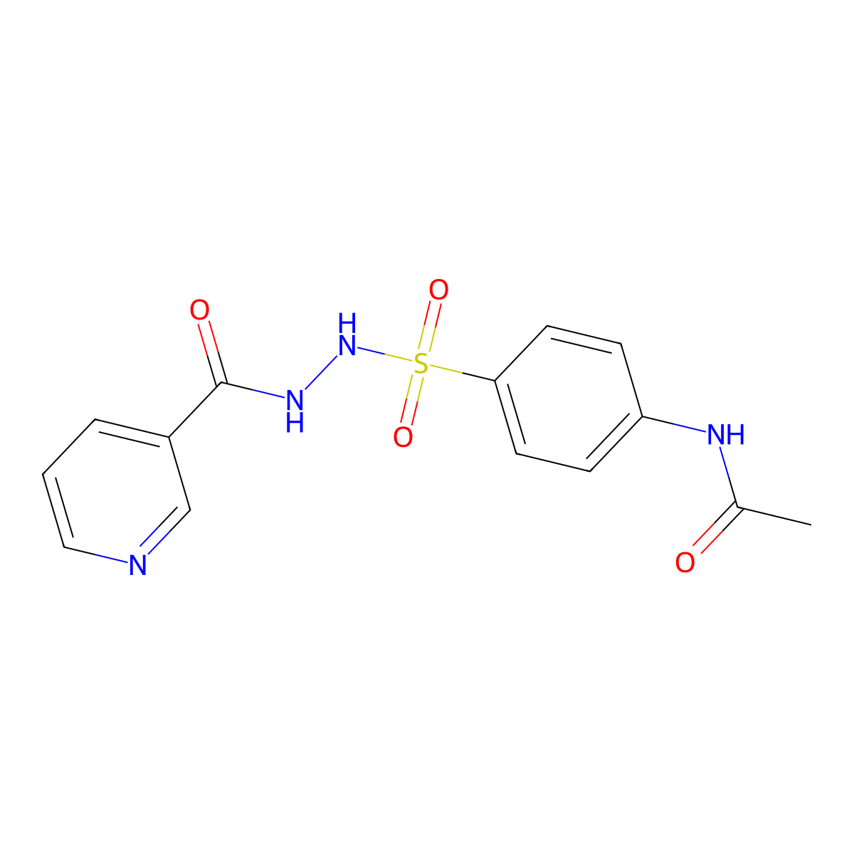 Nicotinic acid, 2-(((p-acetamido)phenyl)sulfonyl)hydrazide molecular structure, CAS 35285-72-4
