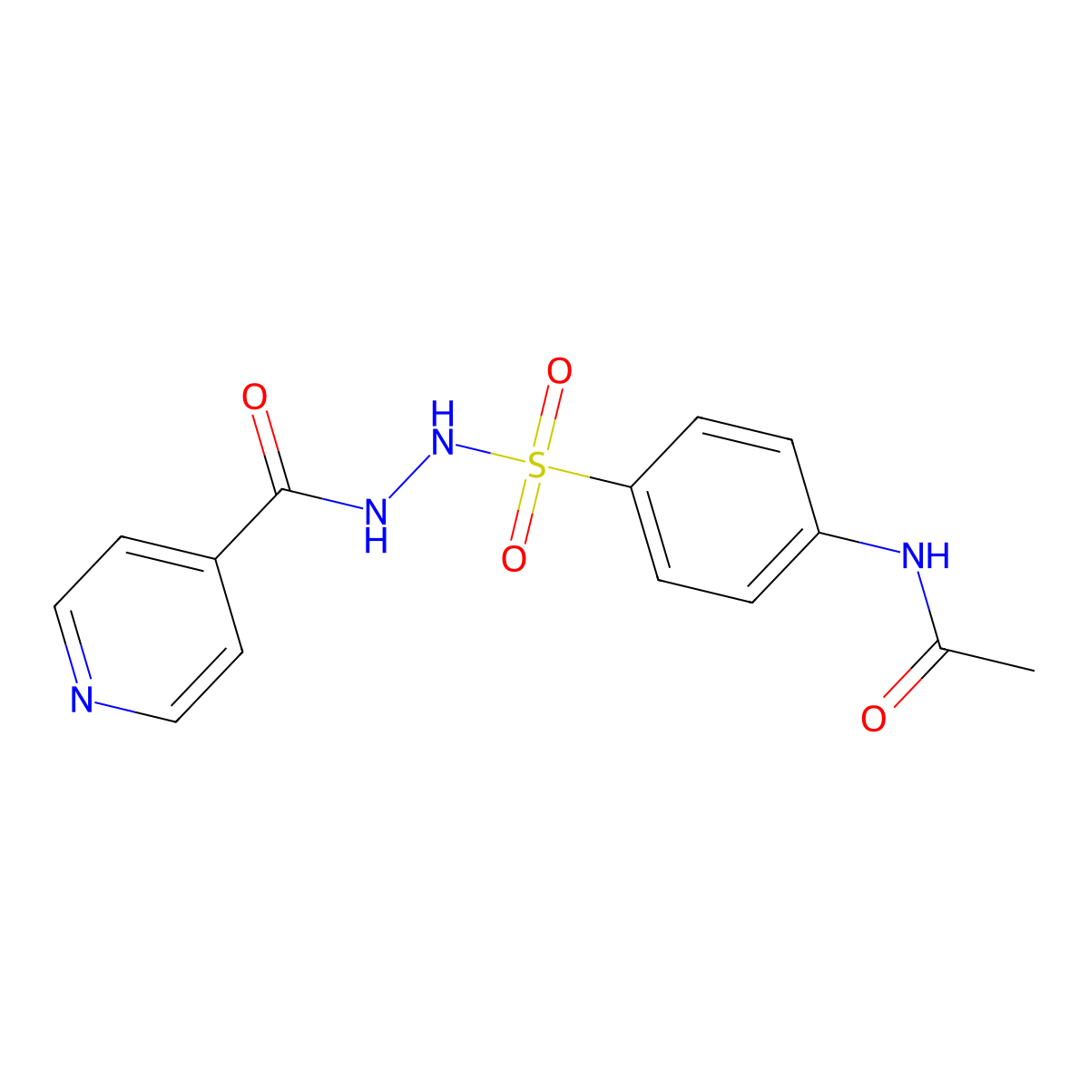Isonicotinic acid, 2-(((p-acetamido)phenyl)sulfonyl)hydrazide molecular structure, CAS 35285-73-5