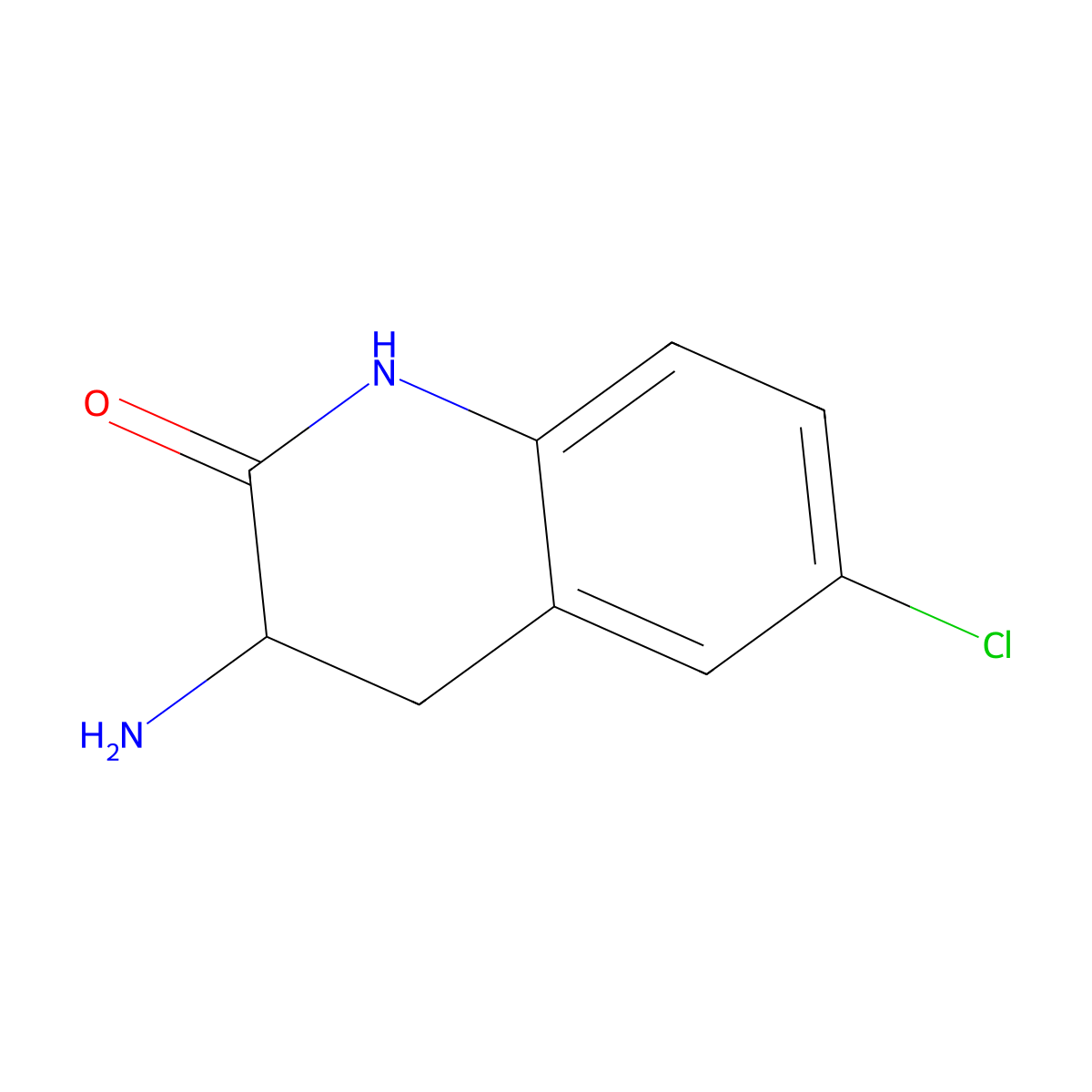 3-Amino-6-chloro-3,4-dihydroquinolin-2(1H)-one molecular structure, CAS 35287-39-9