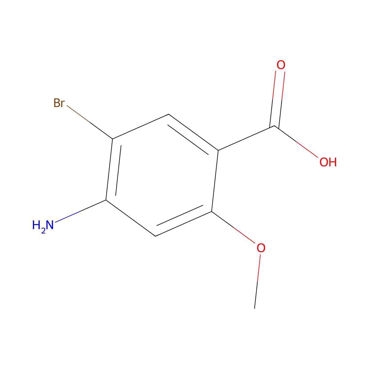 4-Amino-5-bromo-2-methoxybenzoic acid molecular structure, CAS 35290-97-2