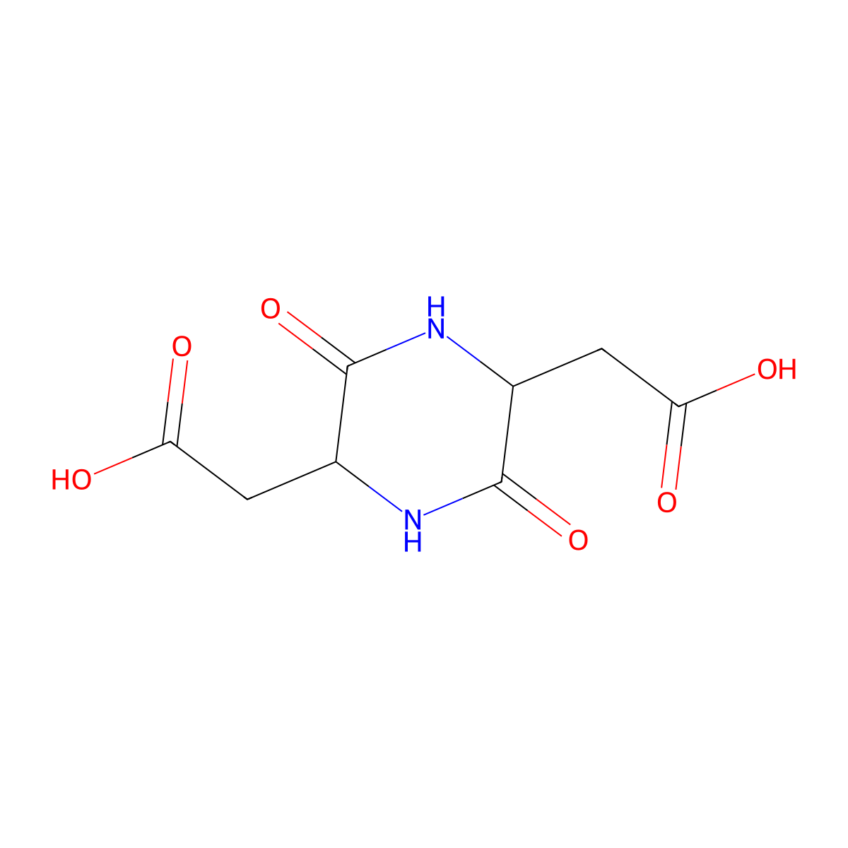 2-[(2S,5S)-5-(carboxymethyl)-3,6-dioxopiperazin-2-yl]acetic acid molecular structure, CAS 35309-53-6