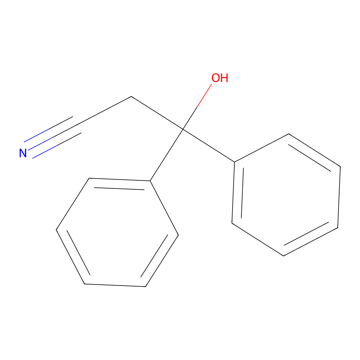 3-Hydroxy-3,3-diphenylpropanenitrile molecular structure, CAS 3531-23-5