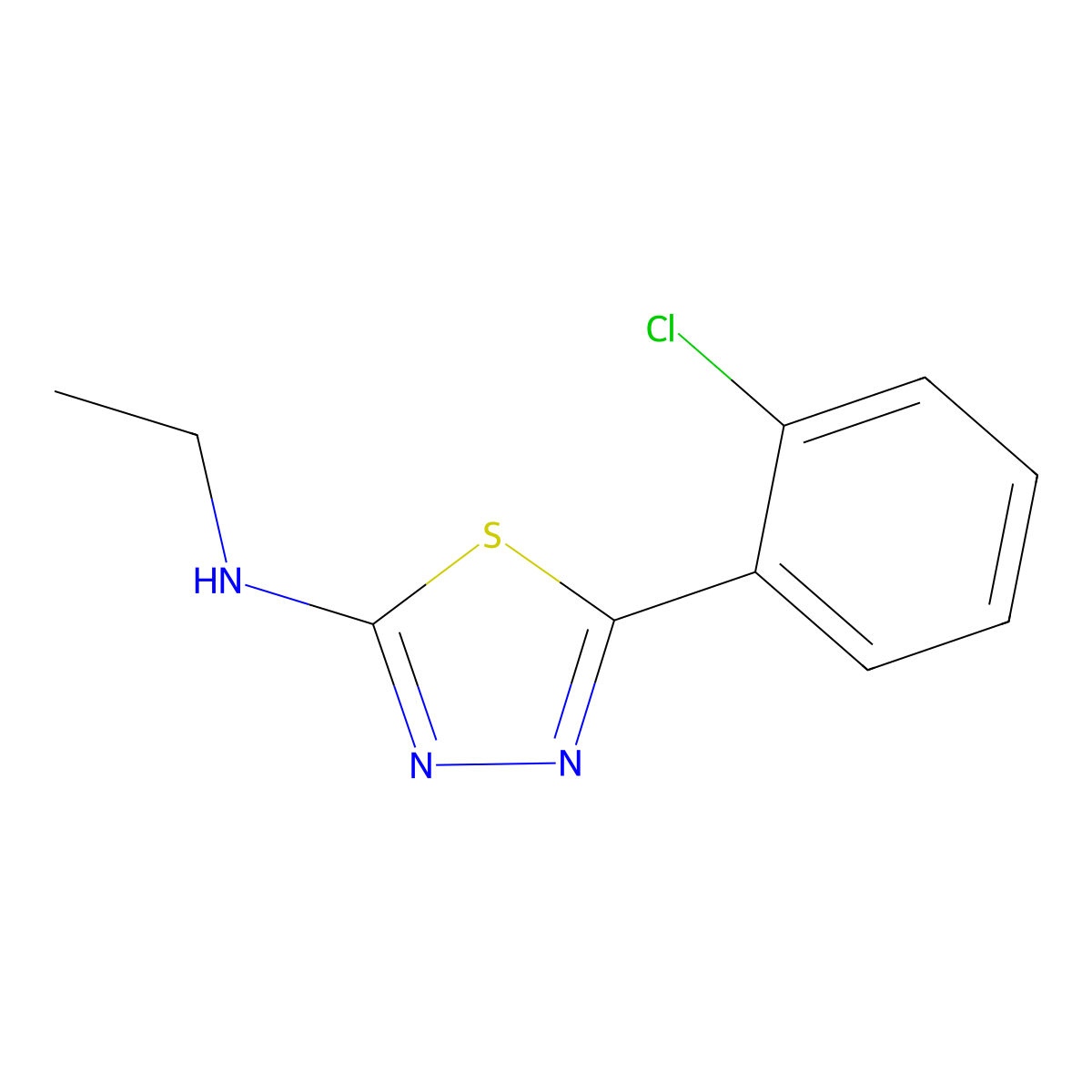 5-(2-chlorophenyl)-N-ethyl-1,3,4-thiadiazol-2-amine molecular structure, CAS 35313-93-0